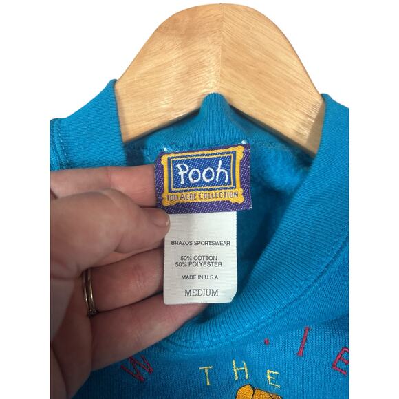 Vtg Disney Pooh Bear Embroidered Teal Blue
Sweatshirt Medium USA Rare - Picture 4 of 7